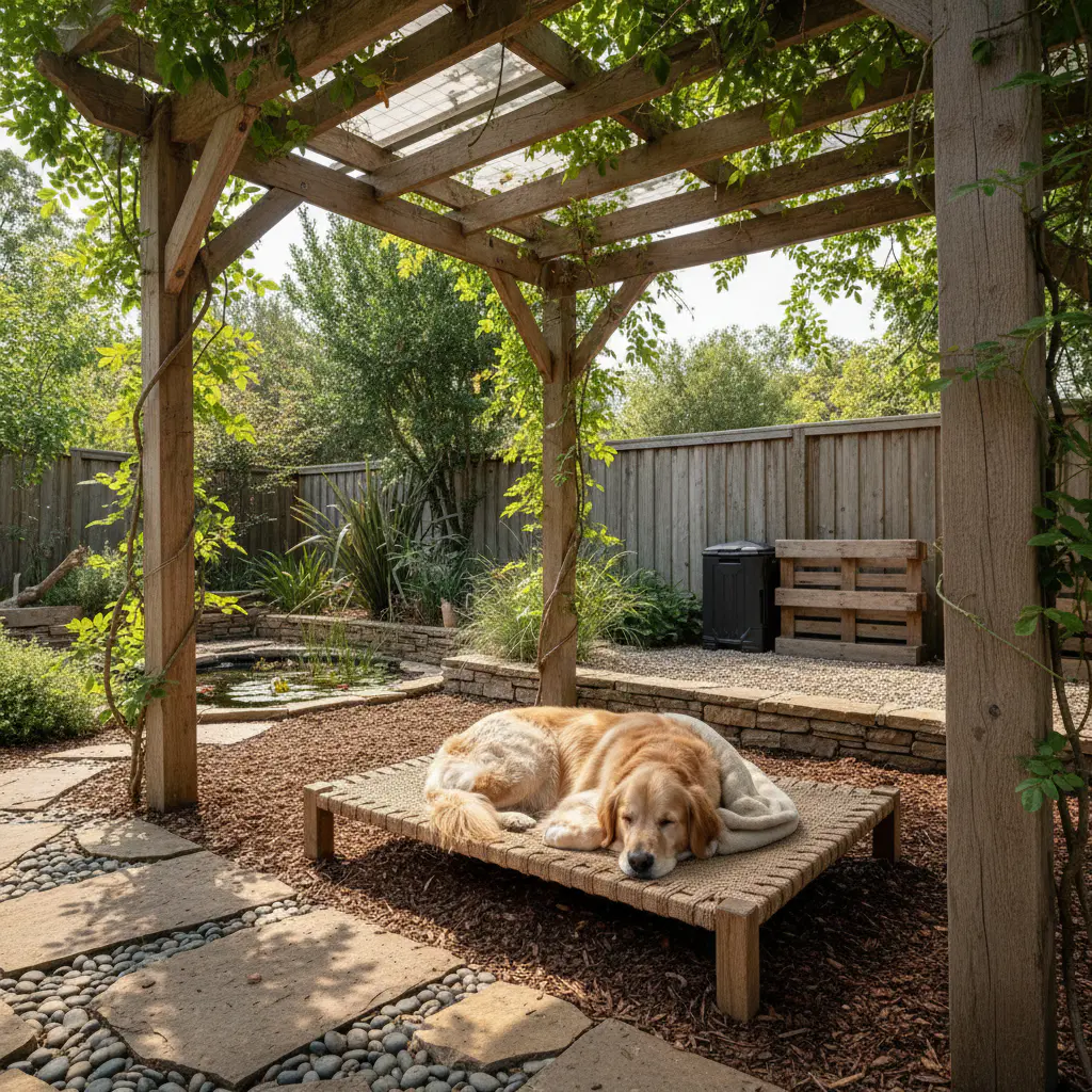 Dog resting safely outdoors